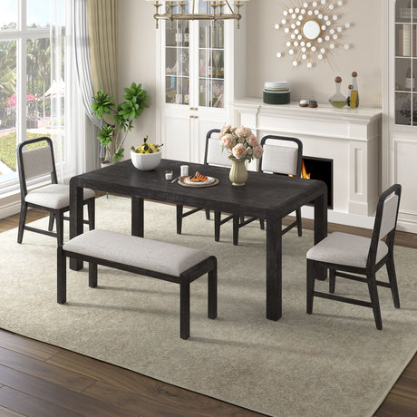 Extendable Dining Table Set With 4 Upholstered Chairs And 1 Bench HouseOfZazla