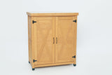 Potting Bench with Storage Cabinet and Metal Table Top for Outdoor Patio