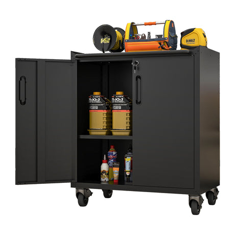 Heavy Duty Metal Garage Storage Cabinet With Wheels Sturdy Tool Organizer HouseOfZazla