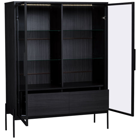 Modern Minimalist Style LED Curio Cabinet With Tempered Glass Door, Metal Legs HouseOfZazla