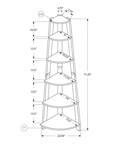 5 Tier Bookshelf, Bookcase, Etagere, Corner HouseOfZazla
