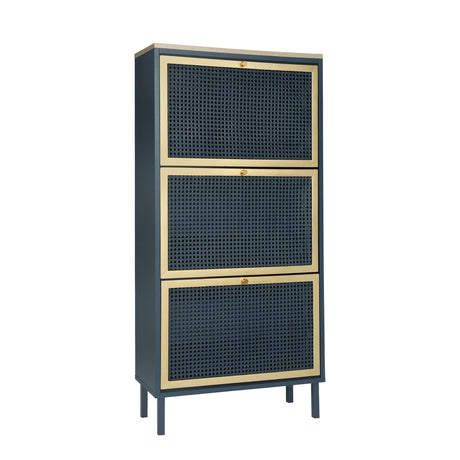 Modern Rattan 3 Door Shoe Rack Cabinet for Entryway HouseOfZazla