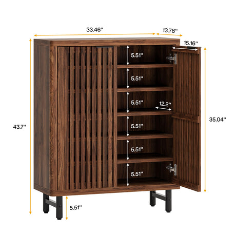 6 Tier Shoe Cabinet With Louvered Doors HouseOfZazla
