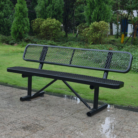 6' Outdoor Steel Bench With Backrest HouseOfZazla