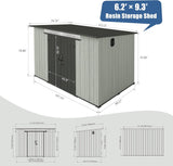 6x9FT Outdoor Resin Storage Shed with Transparent Windows & Louvered Vents