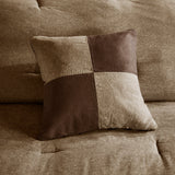 7 Piece Faux Suede Comforter Set Brown California King