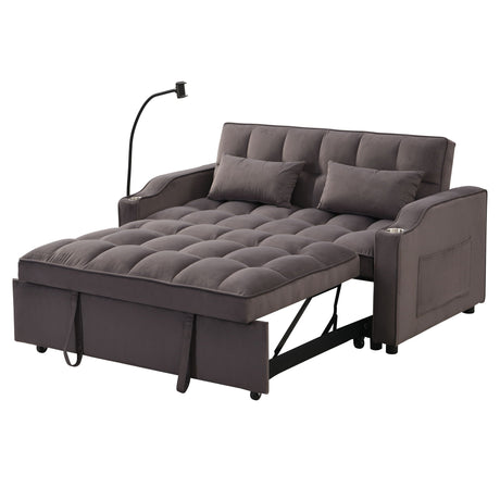 Modern Loveseat Futon Sofa With Pullout Bed, Adjustable Reclining Backrest, Toss Pillows HouseOfZazla