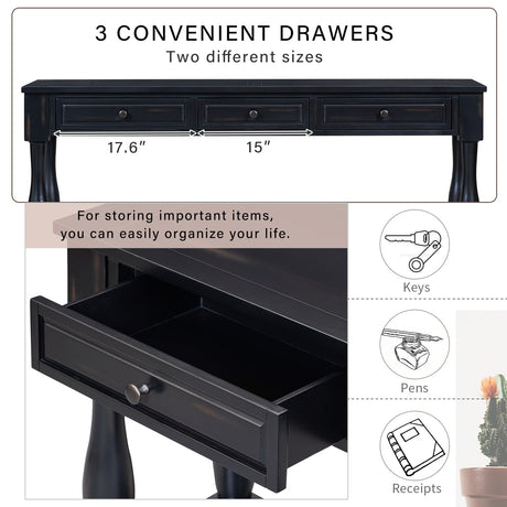 TREXM 63" Long Console Table with Drawers and Shelf HouseOfZazla
