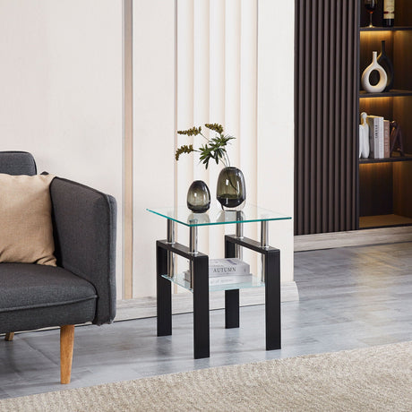 Luxury Modern Tempered Glass Coffee Table with 2 Layers HouseOfZazla