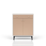 Bar Cabinet With Large Storage - White / Pecan