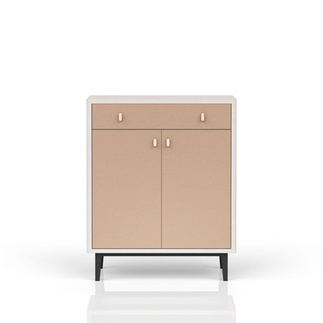Bar Cabinet With Large Storage - White / Pecan HouseOfZazla