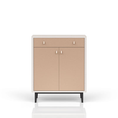 Bar Cabinet With Large Storage - White / Pecan