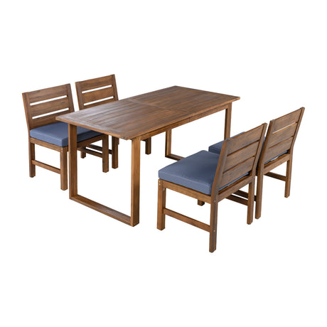 U_STYLE Farmhouse 5-Piece Outdoor Patio Dining Set with Adjustable Legs HouseOfZazla