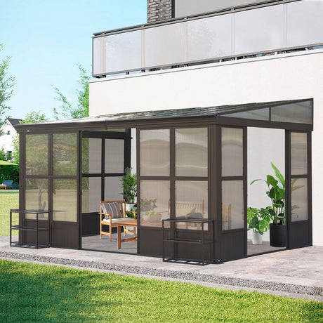 10x12FT All Season Aluminum Sunroom with Detachable Windows HouseOfZazla