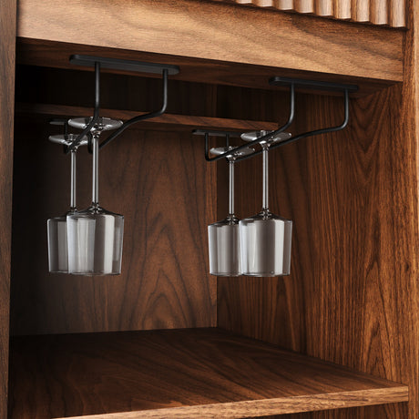 53.2" Fluted Buffet Wine Cabinet with Mini Fridge Nook HouseOfZazla