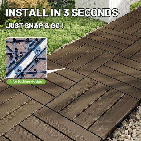 44 Pcs Interlocking Deck Tiles 12" x 12" HDPE Outdoor Flooring HouseOfZazla