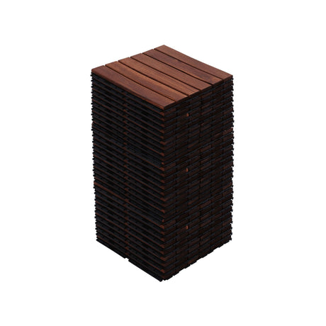 Interlocking Deck Tiles Striped Pattern, Square Acacia Hardwood Outdoor Flooring For Patio, Bancony, Pool Side HouseOfZazla