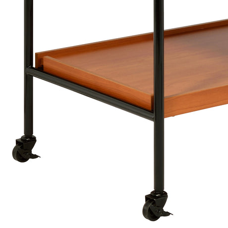 Oaken Honey Oak & Black Finish Serving Cart HouseOfZazla