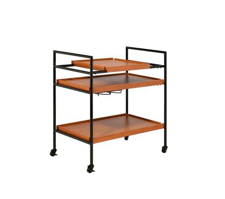Oaken Honey Oak & Black Finish Serving Cart HouseOfZazla