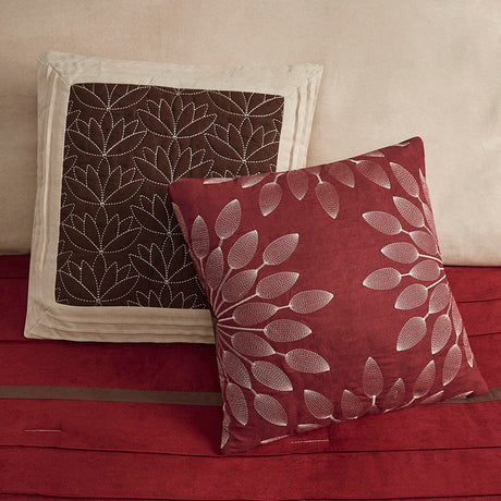 7 PC Pieced Faux Suede Comforter Set Red Cal King HouseOfZazla