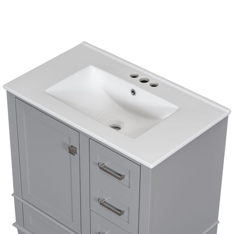 Bathroom Vanity, Modern Bathroom Cabinet With Sink Combo Set, Bathroom Storage Cabinet With A Soft Closing Door And 3 Drawers, Solid Wood Frame HouseOfZazla