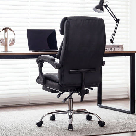 Executive Office Chair With Foot Rest, Adjustable Height - Black HouseOfZazla