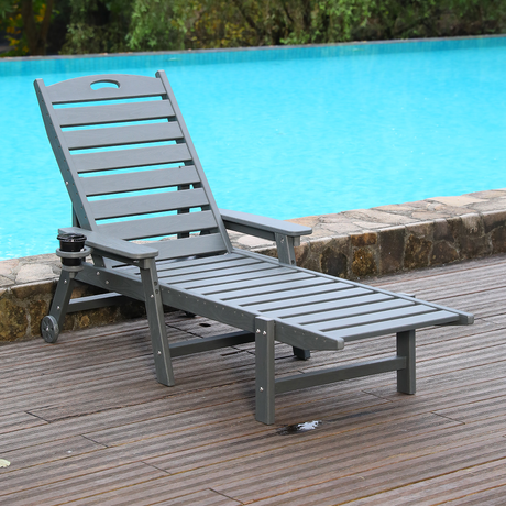 HDPE Chaise Lounge Chair Outdoor with Adjustable Backrest HouseOfZazla
