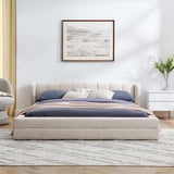 Modern Upholstered Bed Frame With Thick Fabric And Headboard