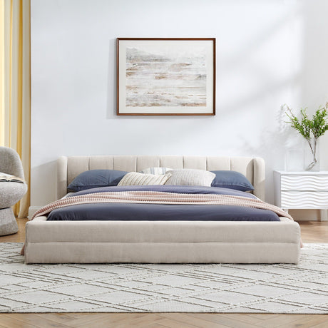 Modern Upholstered Bed Frame With Thick Fabric And Headboard HouseOfZazla