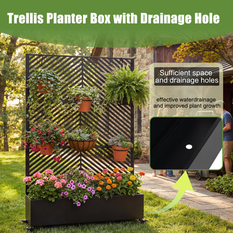 Metal Raised Garden Bed with Wheels and Trellis HouseOfZazla