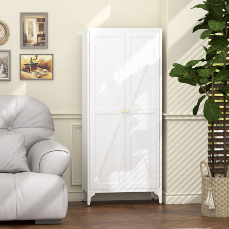 Adjustable 2 Door Kitchen Pantry Cabinet With Striped Design HouseOfZazla