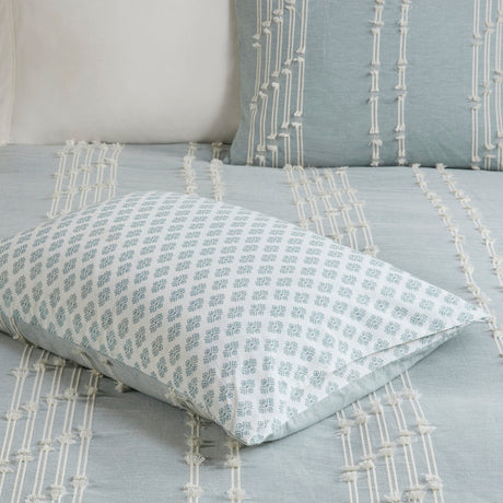 3 Piece Cotton Jacquard Comforter Set Aqua Full/Queen HouseOfZazla