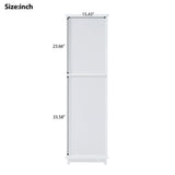 Tall Bathroom Storage Cabinet With Glass Doors, Free-Standing, Two Drawers, And Adjustable Shelves, Board, Painted Perfect For Displaying Your Favorite Items