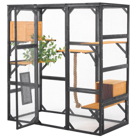 Outdoor Cat House, Diy Cat Enclosure Catio With Double Enter Doors HouseOfZazla