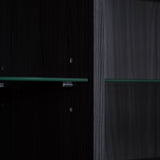 Modern Minimalist Style LED Curio Cabinet With Tempered Glass Door, Metal Legs