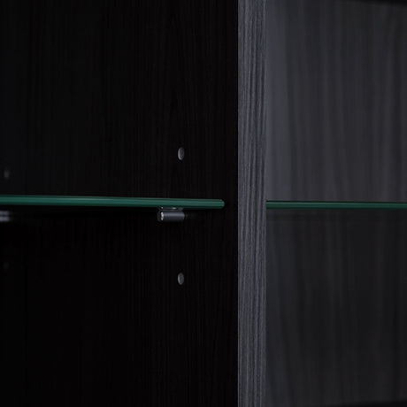 Modern Minimalist Style LED Curio Cabinet With Tempered Glass Door, Metal Legs HouseOfZazla