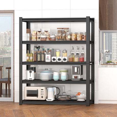 Garage Storage Rack, 5 Layer Adjustable Shelving Unit For Warehouse - Black HouseOfZazla