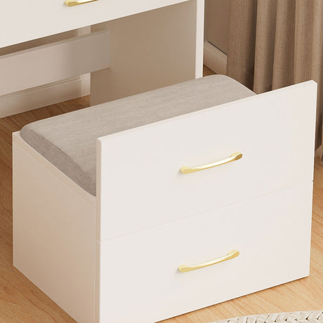 Compact 3 In 1 Vanity Desk With Open Top Mirror, Glass Desktop, 5 Height - White HouseOfZazla