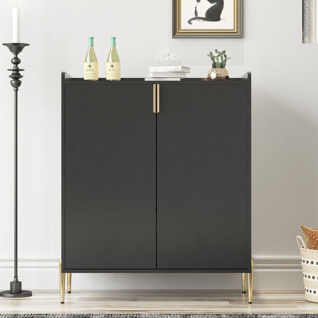 Wine Bar Cabinet With Adjustable Shelf, 2 Door Sideboard With Soft-Closing Hinges And Feet HouseOfZazla