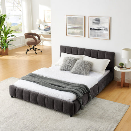 Modern Platform Bed Frame With Thick Fabric HouseOfZazla
