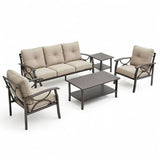 Patio Furniture Set with Coffee Table and Cushions for Backyard