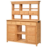 TOPMAX 65.7'' Tall Garden Potting Bench Table with Hutch