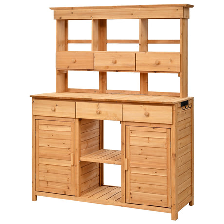 TOPMAX 65.7'' Tall Garden Potting Bench Table with Hutch HouseOfZazla