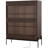 Modern Minimalist Style LED Curio Cabinet With Tempered Glass Door, Metal Legs