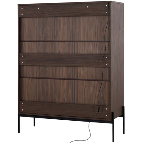 Modern Minimalist Style LED Curio Cabinet With Tempered Glass Door, Metal Legs HouseOfZazla