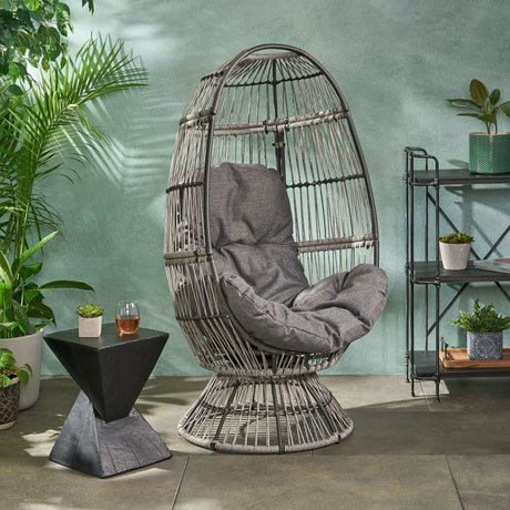Patio Swivel Basket Egg Chair With Cushion HouseOfZazla