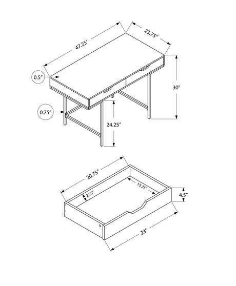 Computer Desk For Home Office, Laptop, Storage Drawers, Contemporary & Modern HouseOfZazla