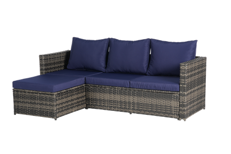 2 Pieces Patio Furniture Set, Outdoor Woven Sectional L-Shaped Patio Furniture HouseOfZazla