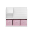 Bookcase And Bookshelf With 3 Collapsible Drawers, Multifunctional Display Stand HouseOfZazla