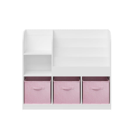 Bookcase And Bookshelf With 3 Collapsible Drawers, Multifunctional Display Stand HouseOfZazla